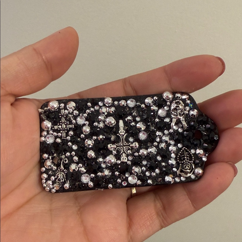 Coach Black and Silver Hangtag Bedazzled Embellished Customized Goth Vibes - Picture 3 of 3